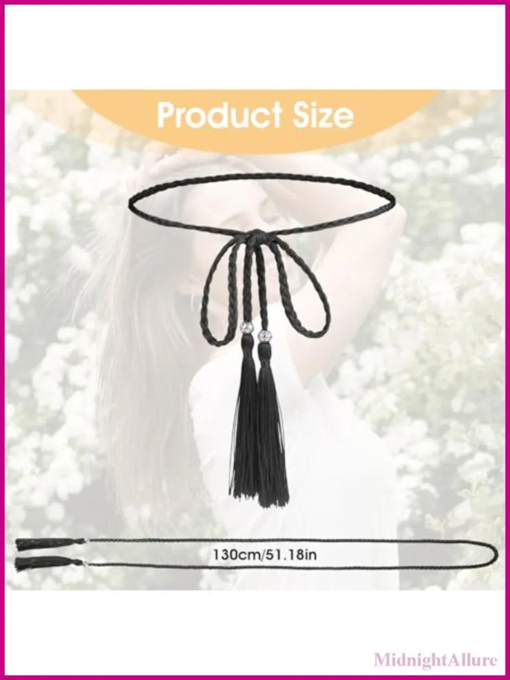 Tassel Braided Waist Belt for Women Skinny Bowknot Rope Belt for Skirt Dress